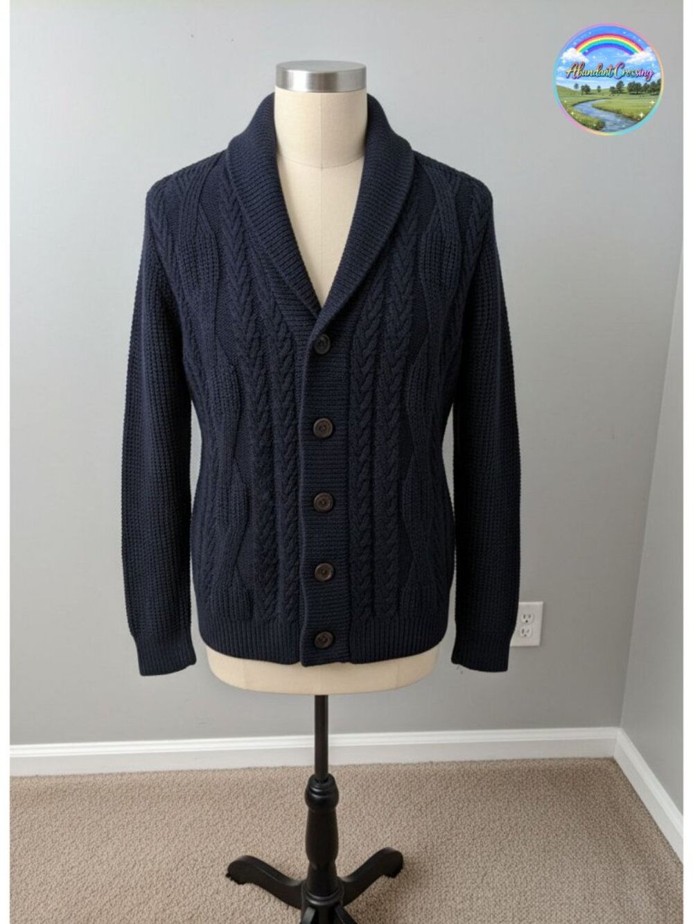 Mens Shawl Collar Cardigan Sweater Cable Knit Button Winter Outerwear